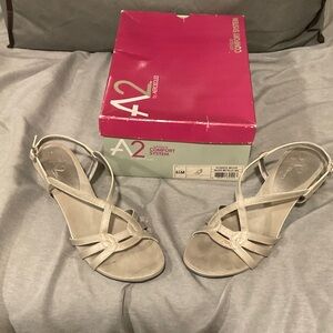 A2 By Aerosoles Silver Strappy Sandals